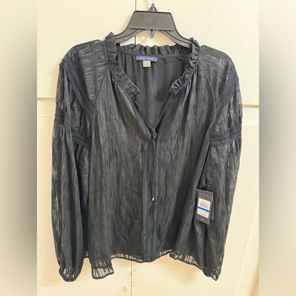 Black Tommy Hilfiger, extra large new long sleeve shirt with tags